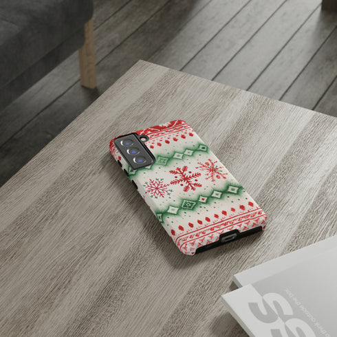 Icelandic Watercolor inspired by Christmas Sweaters - Impact Resistant Phone Case